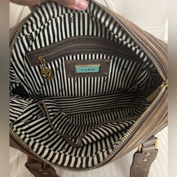 LAMB by Gwen Stefani Brown Leather Handbag with Stripes - Picture 10 of 11